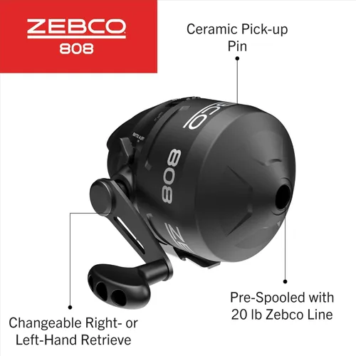Vista 3 de Zebco 808 Spincast - Combo de carrete y caña de pescar, caña de vidrio Z duradera de 7 pies con mango extendido de caña de EVA, antirretroceso