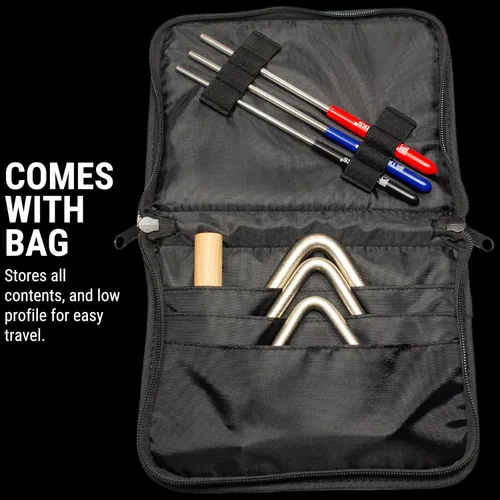 Vista 5 de Juego de 3 batidores triangulares, fabricados en Estados Unidos, instrumento de percusión de acero inoxidable con peso variable, grosor