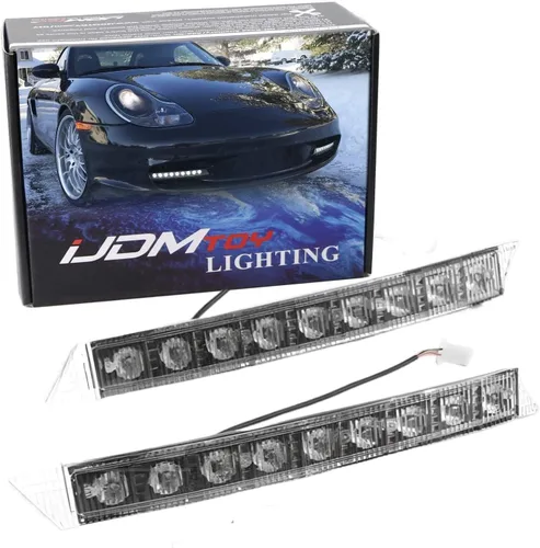 iJDMTOY Kit de luces diurnas LED Euro Xenon blanco de 9 LED, compatible con Audi A6 2005-2008, también ajuste universal para muchos otros autos