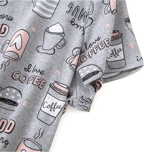 Vista 3 de Century Star Camisones para mujer, de algodón suave, para dormir, con dibujos animados, ropa de dormir de manga corta