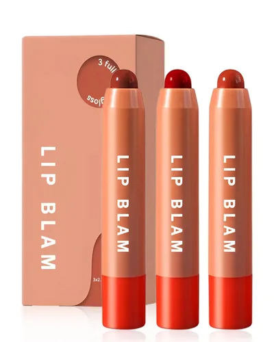 Juego de 3 bálsamos labiales hidratantes teñidos, naturales, brillantes, lápiz labial cremoso de larga duración, lápiz labial ligero de alto