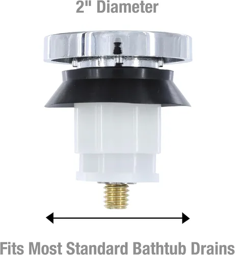 Vista 5 de Danco, Cromo, 80811 Tapón de bañera Touch-Toe, 2 x 2 x 2.25 pulgadas