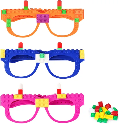 Vista 9 de Hooqict 9 piezas de ladrillos de construcción DIY gafas bloques de construcción juegos para niños Bloque de construcción creativo recuerdos
