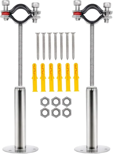 Vista 3 de 2 Pcs 304 Stainless Steel Adjustable Pipe Hanger Bracket with Base Plate & Screw – Fits 15-108mm OD Tubes for Wall Mount(50-100mm Adjust,15-19mm)