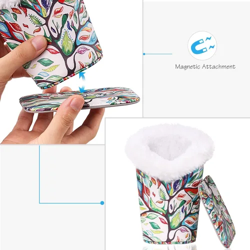 Vista 4 de MoKo Eyeglasses Holder, Modern Velvet Plush Lined PU Leather Household Magnetic Protective Anti-Scratch Stand Case