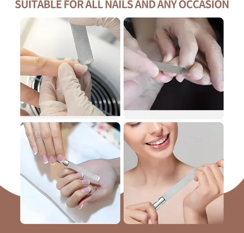 Vista 6 de Lima de uñas de metal (2 piezas), limas de uñas para uñas naturales y uñas de los pies, uñas gruesas hechas de acero inoxidable, limas de uñas