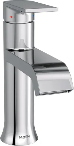 Vista 11 de Moen Genta LX - Llave de baño moderna de un solo mango de níquel cepillado con plato de cubierta opcional y caño de arco bajo para encimera de baño