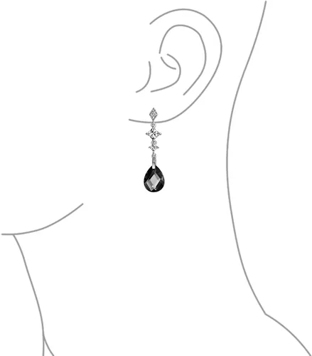 Vista 3 de Briolette - Pendientes de lágrima con forma de pera con circonita cúbica cúbica para mujer, plata de ley