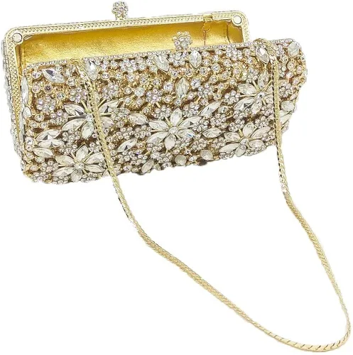 Vista 3 de Bolsos de noche con diseño de copo de nieve para mujer para boda boda novia con cristales