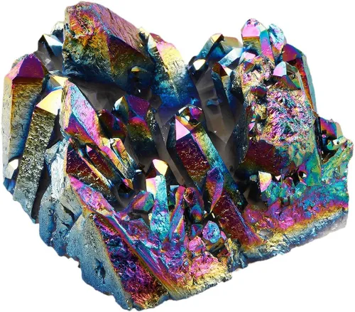 Vista 7 de Geoda Sunyik trozo de cristal revestido en titanio, punta de cuarzo, piedras preciosas