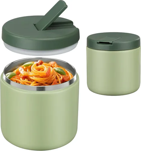 Vista 25 de Pawtong Tarro de comida aislado al vacío de 12 onzas con tapa de hebilla, termo de sopa de boca ancha para comida caliente para niños, contenedor