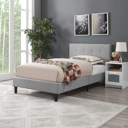 Vista 83 de Modway Linnea - Cama tapizada de plataforma blanca con soporte de listones de madera