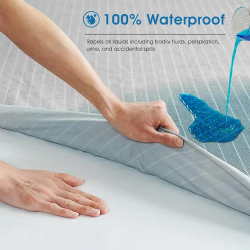 Vista 2 de TASTELIFE - Funda protectora impermeable para colchón, 100 % impermeable, (para colchón alto de 20 a 53 cm [8 a 21 pulgadas])