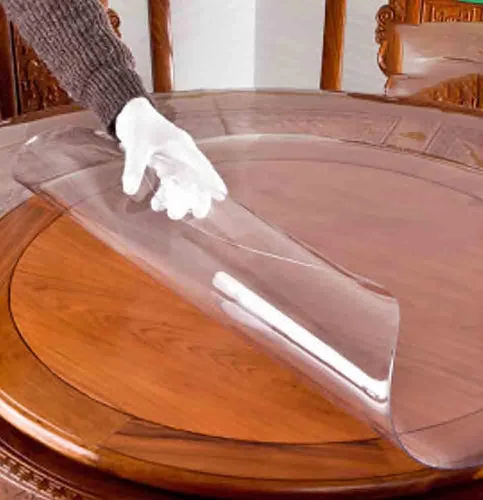 Vista 2 de FERCLA Round Clear Plastic Tablecloth Table Protector Furniture Circle Cover Vinyl Waterproof PVC Water Heat Resistant for Dining Table Cover Glass
