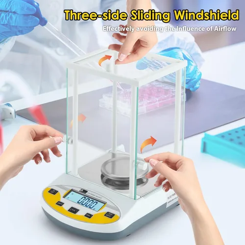 Vista 4 de CGOLDENWALL Balanza analítica de 0.00 oz, báscula de laboratorio electrónica de 1 mg báscula analítica de precisión báscula de joyería, báscula