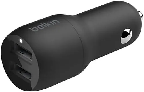 Vista 3 de Belkin Cargador USB dual para automóvil de 24 W, 2 puertos USB-A de 12 W con cable Lightning, carga rápida para iPhone de Apple, Samsung Galaxy