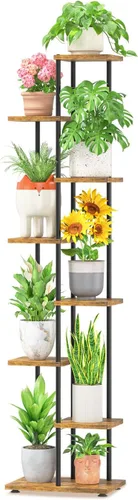 Vista 23 de LASZOLA Soporte Negro de Madera de 5 Niveles para Plantas de Interior para Macetas Más Grandes de Servicio Pesado, Estantes Verticales Resistentes
