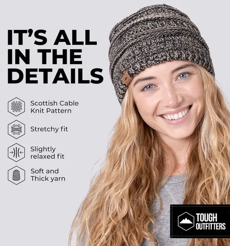 Vista 2 de Gorro de punto para mujer, cálido y suave, elástico, para clima frío de Tough Headwear