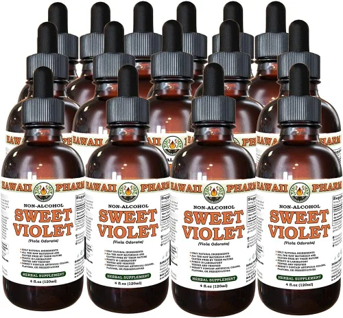 Vista 7 de Extracto líquido sin alcohol de violeta dulce, violeta dulce (Viola Odorata), suplemento herbario natural de glicerita de hojas secas, Hawaii Pharm