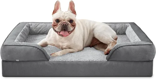 Vista 28 de INVENHO - Cama ortopédica mediana para perros, impermeable, sofá de espuma tipo huevo para perros con funda extraíble y lavable, forro impermeable