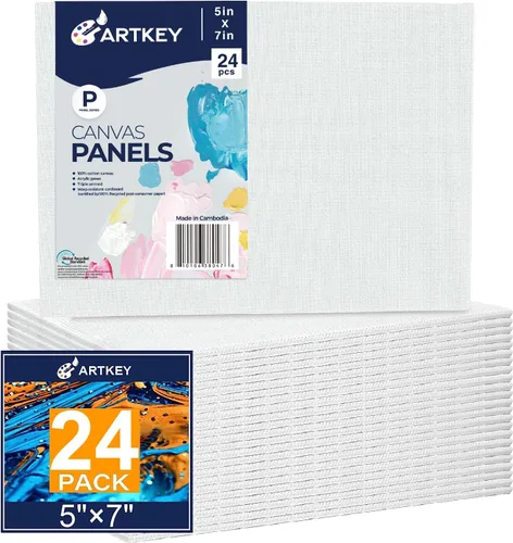 Vista 22 de Artkey Bastidores entelados para pintar, 8 x 10 pulgadas, paquete de 4 unidades, lienzo en blanco de 10 onzas con imprimación 100% algodón blanco