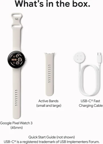 Vista 11 de Google Pixel Watch 3 (45mm) Modelo 2024 - Reloj inteligente Android, seguimiento de frecuencia cardíaca, Fitbit para correr avanzado, información
