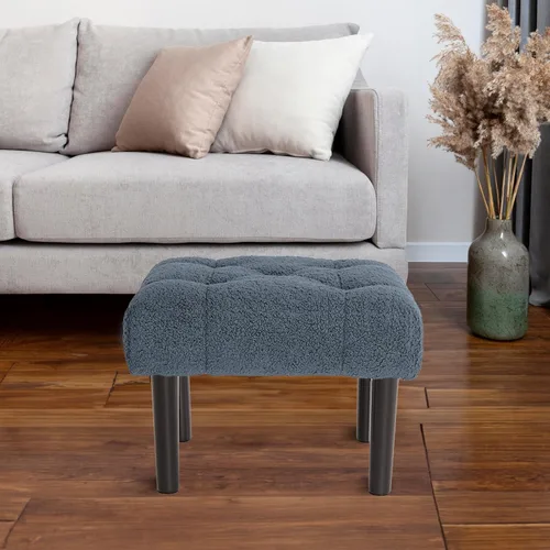 Vista 53 de HOUCHICS Taburete acolchado de piel, pequeño reposapiés otomano con patas de madera, moderno reposo rectangular para sala de estar, sofá, escritorio
