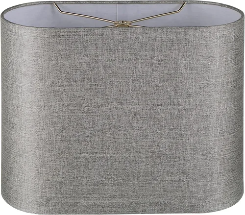 Vista 12 de Aspen Creative 37051A lámpara de araña de construcción en forma de campana dura de transición ovalada en tela de lino blanco desvanecido, 16 1/2