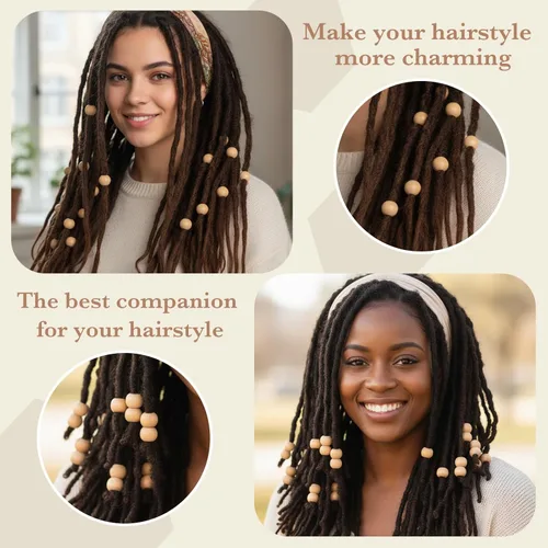 Vista 5 de WILLBOND 130 cuentas de madera de macramé sueltas con agujero grande de 0.394 pulgadas (0.394 in) para kits de fabricación de macramé, suministros