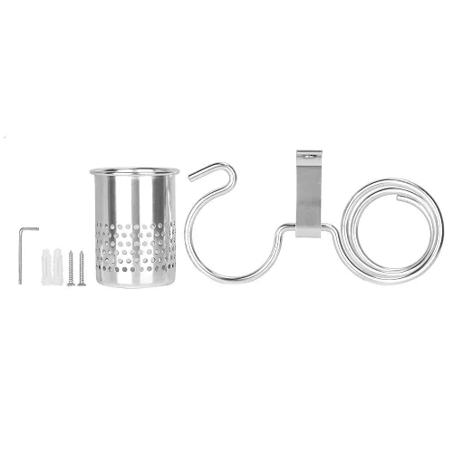 Vista 9 de Soporte para secador de pelo, soporte de aluminio espacial para secador de pelo montado en la pared, herramientas de cuidado del cabello, #1