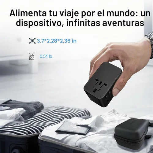 Vista 7 de JMFONE Adaptador de viaje universal con GaN 100W, adaptador de enchufe de corriente internacional de 5 puertos [4*USB C+1*USB A] y múltiples tomas