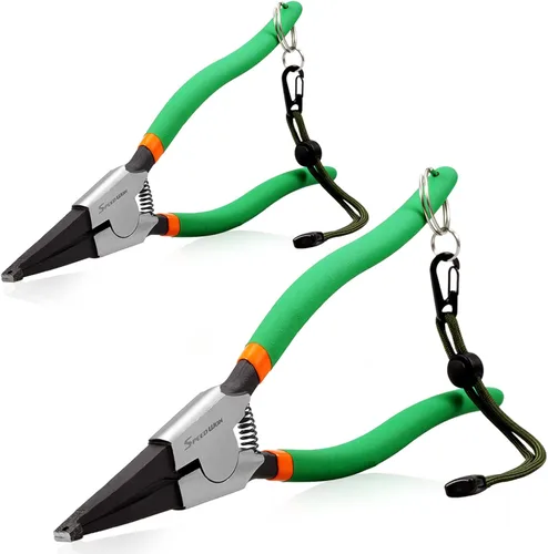 Vista 15 de SPEEDWOX - Alicates de anillo de bloqueo especiales de 8" con puntas de mandíbula dobladas con agujero, alicates de retención de clip en C, alicates