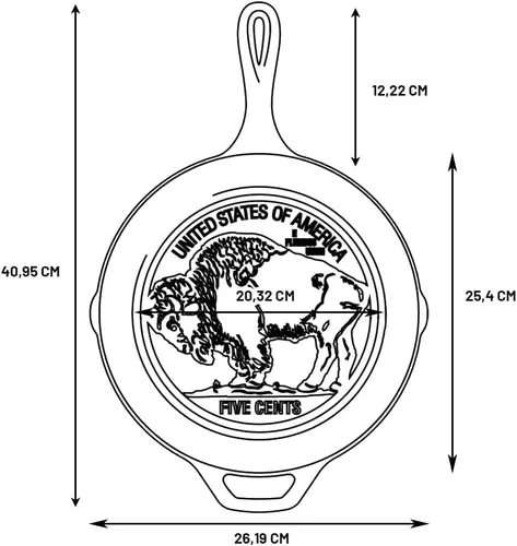 Vista 3 de Lodge - Sartén de hierro fundido Buffalo Nickel, 10.25 pulgadas
