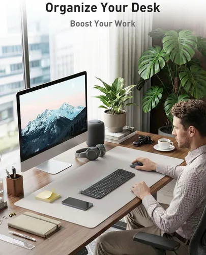 Vista 594 de Aothia Protector de escritorio de cuero, alfombrilla para mouse, alfombrilla de escritorio de oficina, 31.5 x 15.7 pulgadas, secante de escritorio