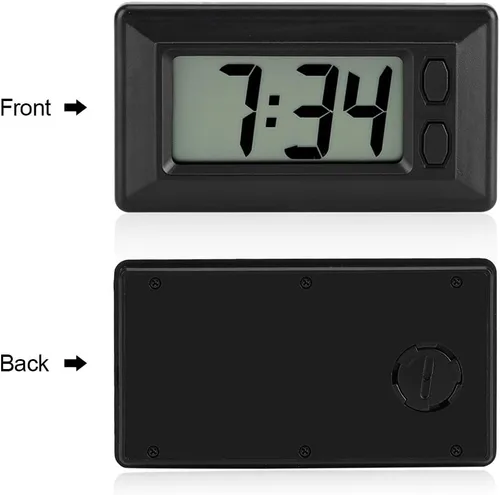 Vista 6 de GLOGLOW Reloj digital ultrafino, reloj electrónico digital LCD autoadhesivo con pantalla de calendario para tablero de automóvil, hogar, oficina