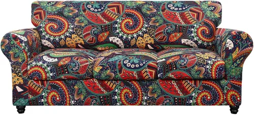Vista 72 de SearchI Funda elástica para sofá, funda para sillón de 2 piezas con funda de cojín separada para silla, protector de muebles lavable para sala