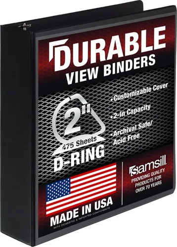 Vista 87 de Samsill Carpeta duradera de 3 anillos de 1 pulgada, fabricada en Estados Unidos, carpeta de anillos en D, cubierta transparente personalizable