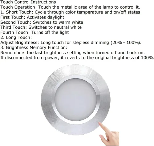 Vista 2 de Luces LED de 12V para RV, Barco, Remolque, Camper - Control táctil de 3 temperaturas de color, luz empotrada mini de bajo voltaje regulable, paquete