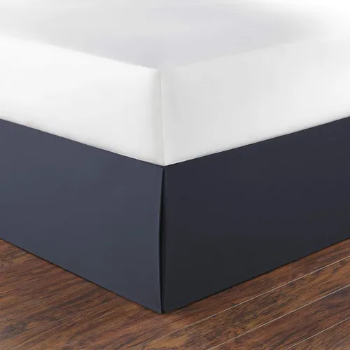 Nautica - Falda de cama tamaño Queen, 100% sarga de algodón suave con una caída de 15 pulgadas, esquinas divididas y panel superior reforzado, ropa