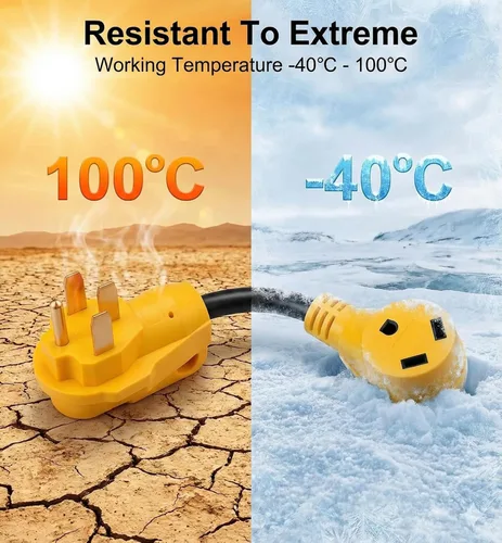 Vista 3 de Adaptador RV de 50 amperios a 30 amperios, cable convertidor eléctrico Dogbone de alta resistencia con indicador de alimentación LED y mango