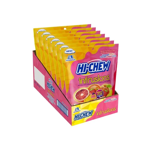Vista 27 de HI-CHEW Bolsa de Dulces a Granel Surtidos, Manzana Verde, Fresa, Mango, Uva, Dulces Blandos y Masticables 2 libras - Más de 185 Piezas Envueltas