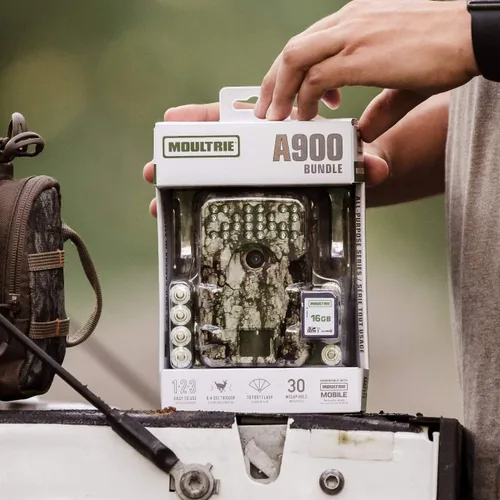 Vista 4 de Moultrie Paquete A900 Trail Camera (2020) Baterías Tarjeta SD de 16 MB Moultrie White Bark (MCG-14001)