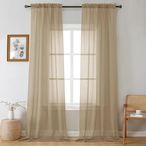 Vista 299 de Gwine Cortinas traslúcidas doradas de 96 pulgadas de largo, 2 paneles para Dorado