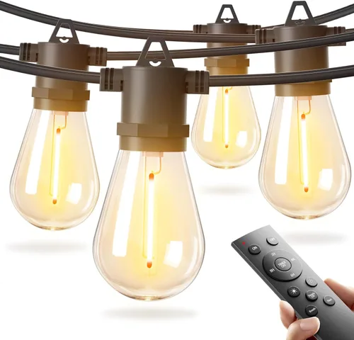 Vista 8 de addlon - Serie de luces LED para exteriores de 7.6 m con focos Edison irrompibles, cadena resistente a la intemperie y de grado comercial, luces