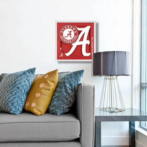 Vista 2 de YouTheFan NCAA Alabama Crimson Tide Serie de Logo 3D de Arte de Pared - 12x12 pulgadas