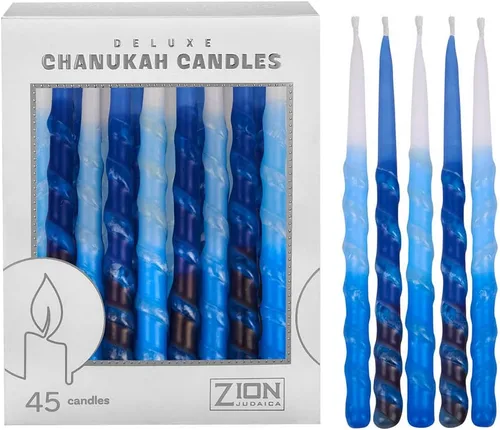 Velas para Janucá hechas a mano con tres tonos de colores, 5.5 pulgadas de alto, de Zion Judaica