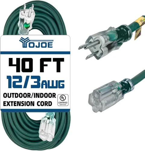 Vista 37 de YOJOE Cable de extensión para interiores y exteriores con extremo iluminado, cable de alimentación de 3 clavijas 15A resistente a la intemperie