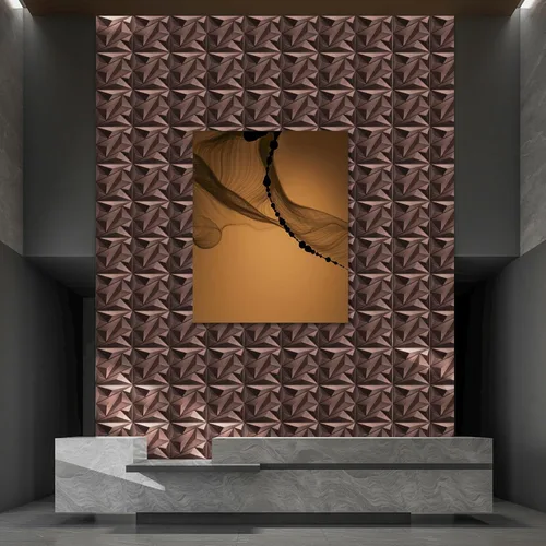 Vista 6 de Art3dwallpanels Paquete de 33 paneles de pared 3D de cobre antiguo para decoración de interiores, paneles de pared texturizados de PVC de 12 x 12