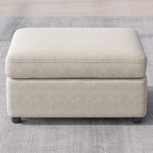 Vista 102 de Guyii Sofá modular de terciopelo, moderno sofá de 4 plazas de gran tamaño con 3 almohadas y reposapiés de almacenamiento, sofá convertible de 115.74