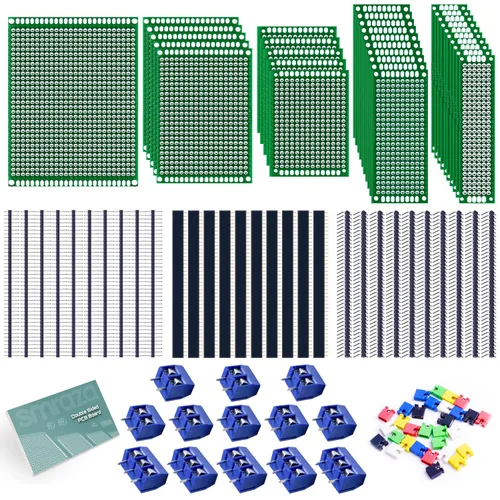 Smraza Kit de placa PCB de doble cara de 104 piezas, placas de prototipo para soldadura de bricolaje y placas de circuito electrónico compatibles